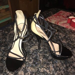 Yves Saint Laurent Black and Tan heels